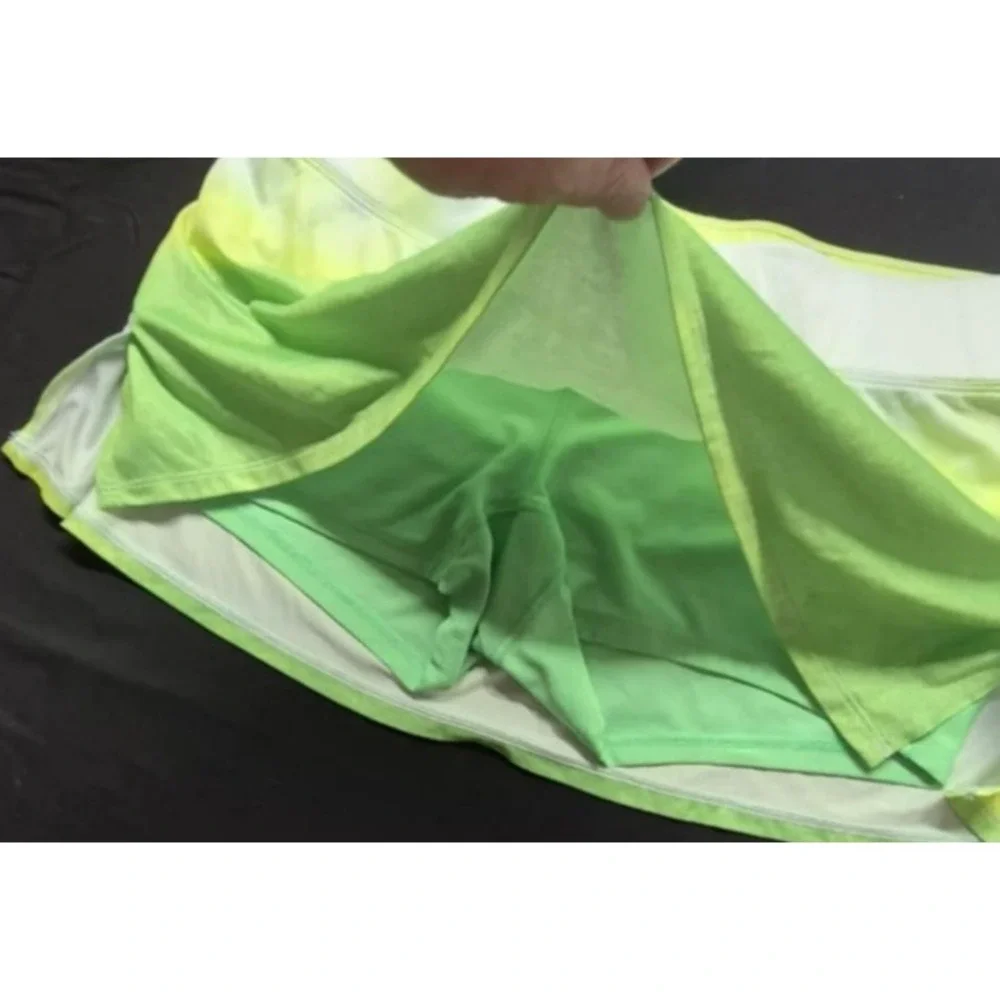 Nike Dri-Fit women's green/yellow/white tennis/golf skirt short under sz XL‎